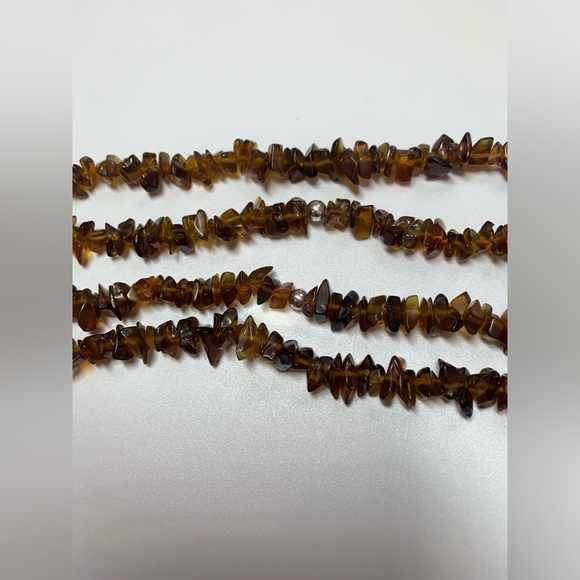 Early Silpada VERY RARE 2-Strand Sterling & Amber Bead Toggle Clasp Necklace - Picture 8 of 16